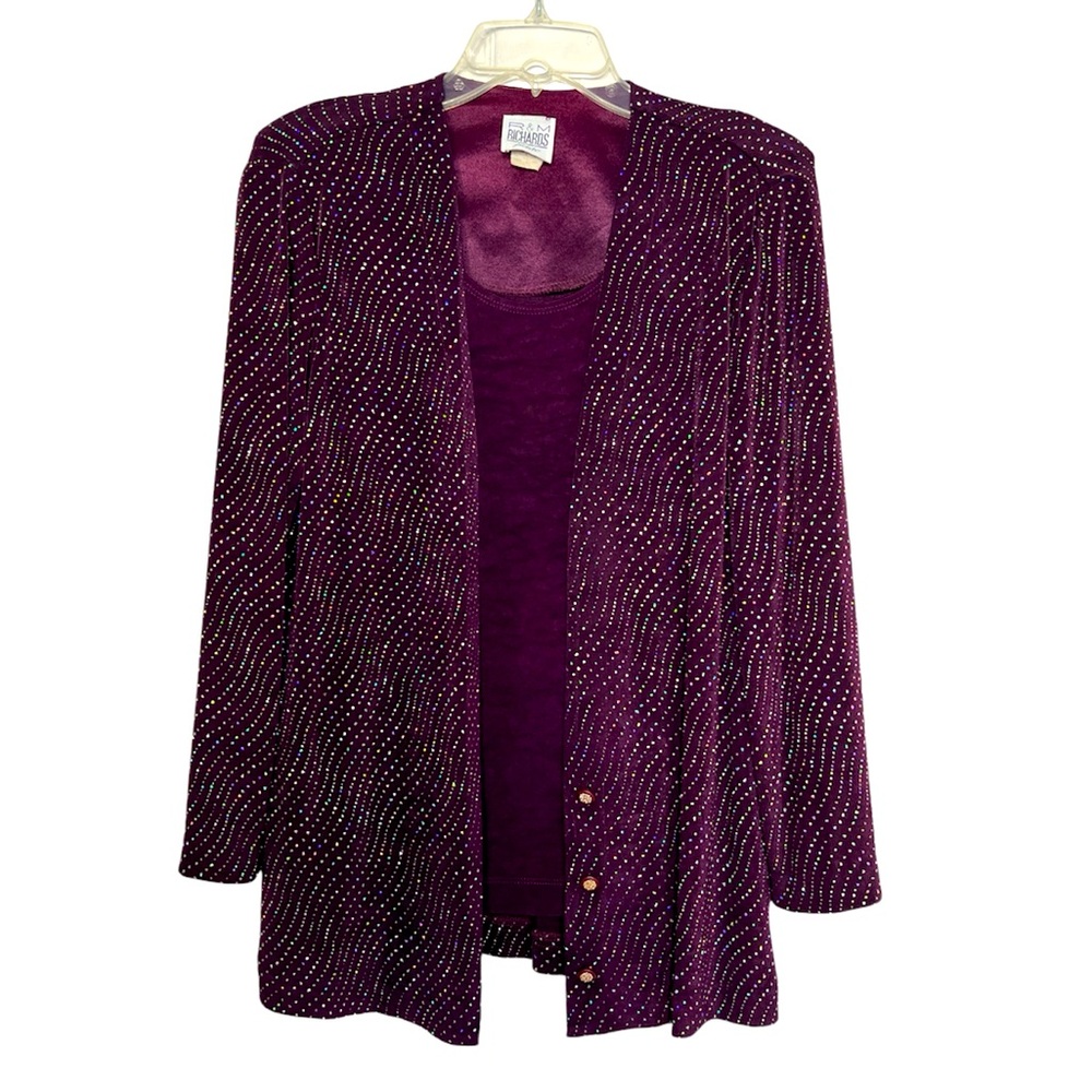 R&M Richards Purple Beaded Jacket and Top Set